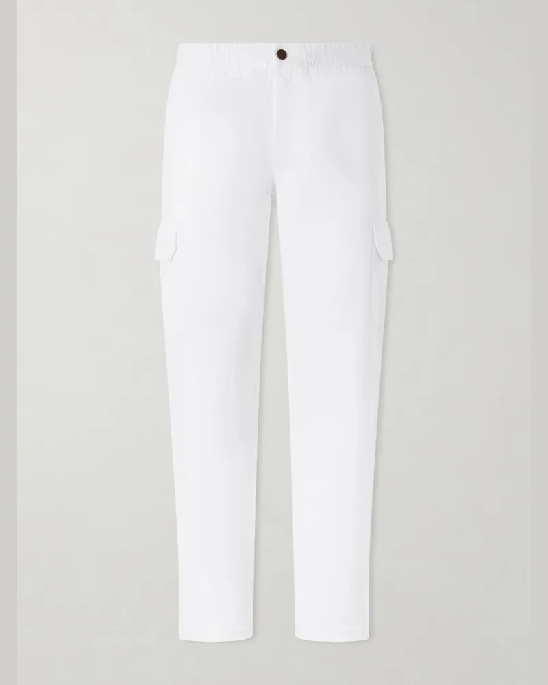 MR P. Tapered Cotton and Linen-Blend Trousers White