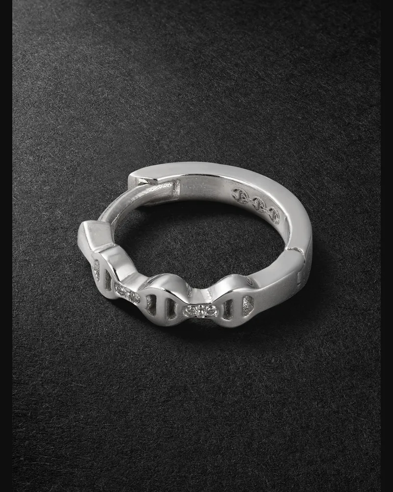 HOORSENBUHS 18-Karat White Gold Diamond Single Hoop Earring Silver