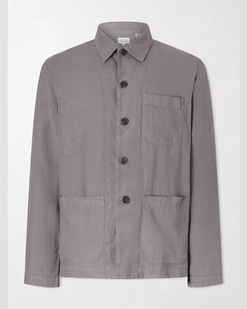 Hartford Perry Linen and Cotton-Blend Woven Jacket Gray