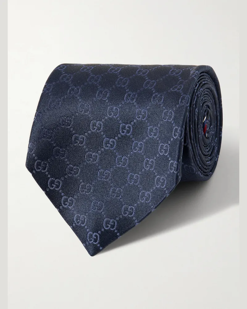 Gucci Krawatte aus Seiden-Jacquard mit Logomuster, 8 cm Blau