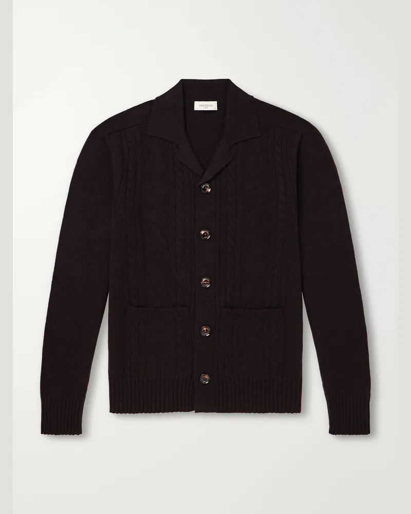 PIACENZA 1733 Cable-Knit Cashmere Cardigan Brown