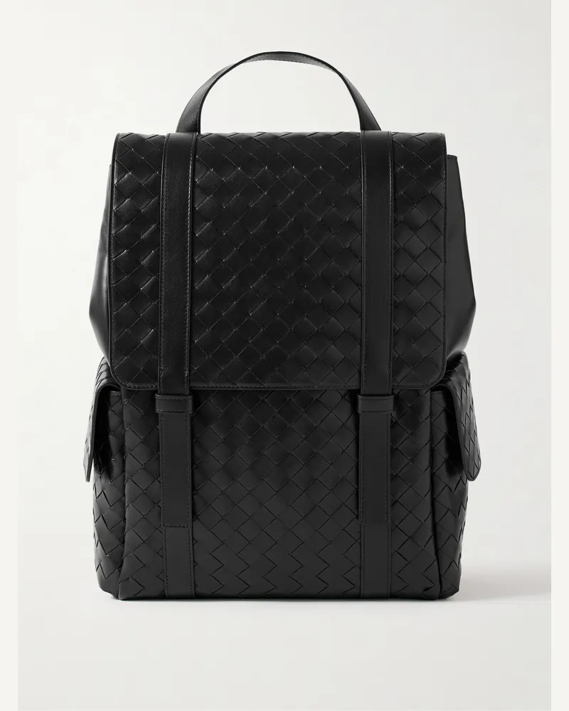 Bottega Veneta Intrecciato Leather Backpack Black