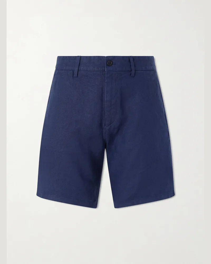 NN 07 Aden 1454 Straight-Leg Linen Shorts Blue