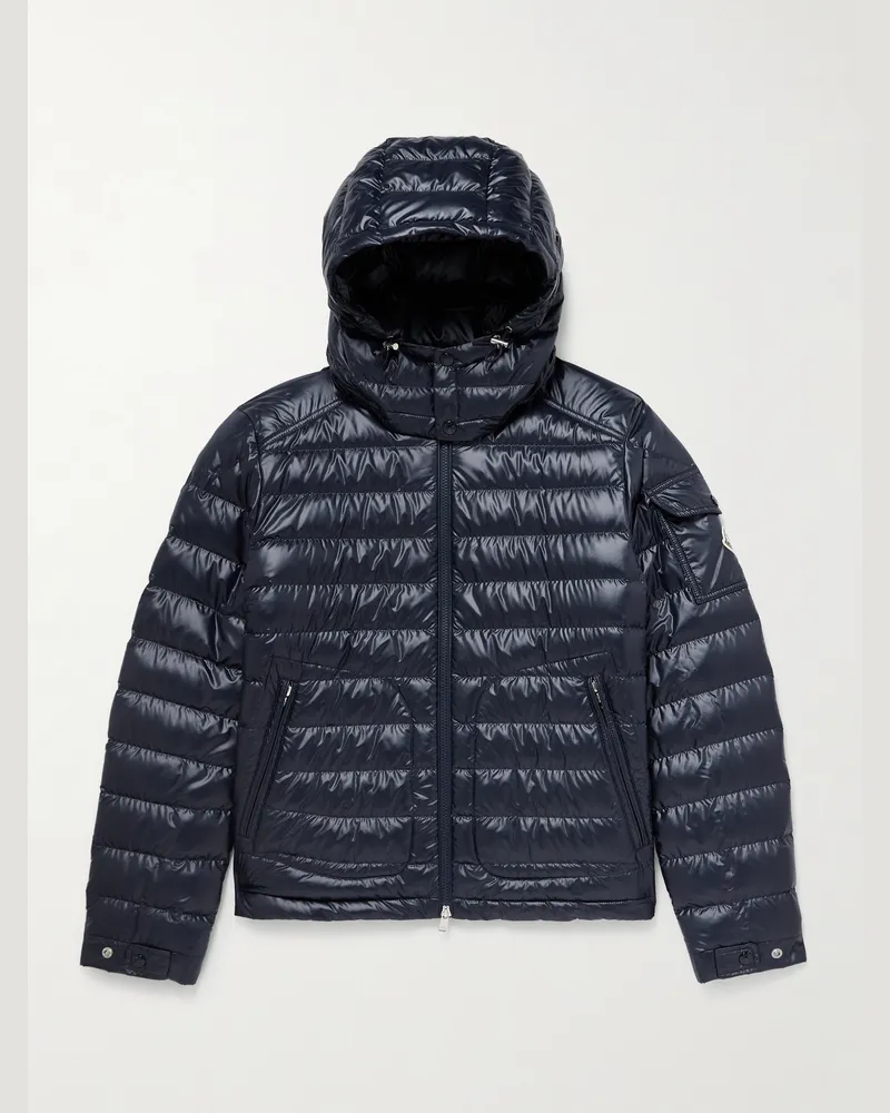 Moncler Lauros Daunenjacke aus gestepptem Shell mit Kapuze Blau