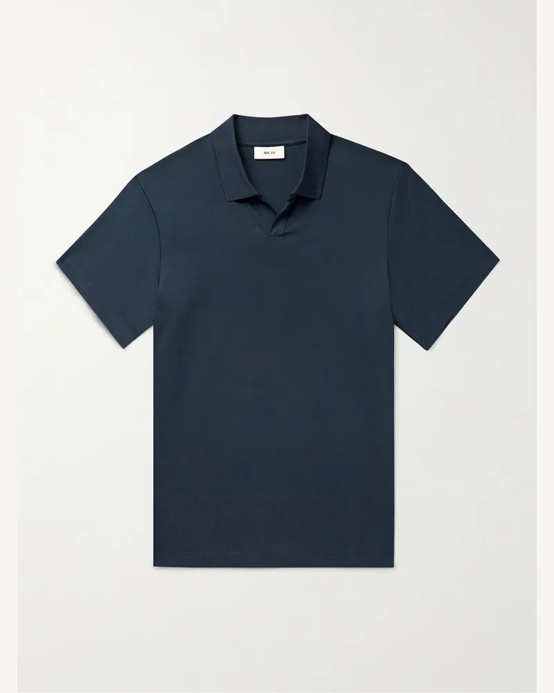 NN 07 Paul 3525 Polohemd aus Biobaumwolle Blau