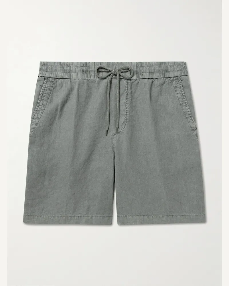 James Perse Gerade geschnittene Shorts aus Leinen mit Kordelzugbund in Stückfärbung Grau