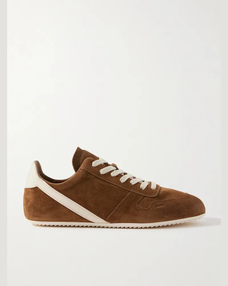 Rick Owens Sneakers aus Veloursleder mit Lederbesatz Braun