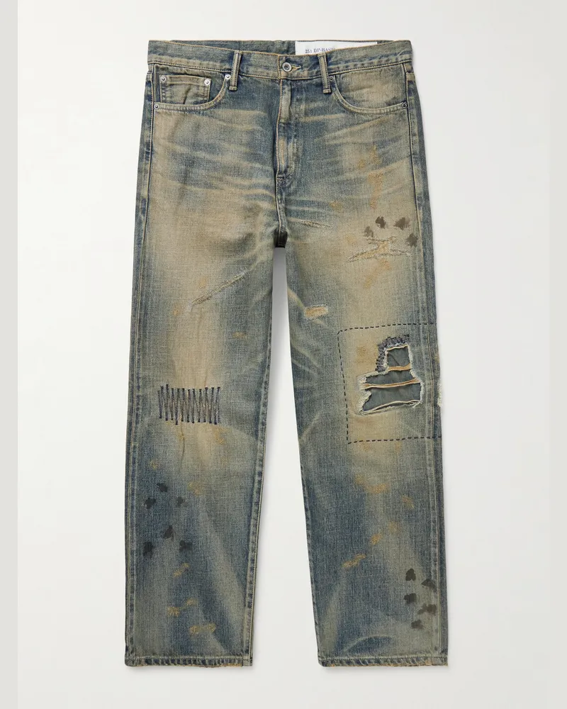 Neighborhood Savage gerade geschnittene Jeans aus Selvedge Denim in Distressed-Optik Blau