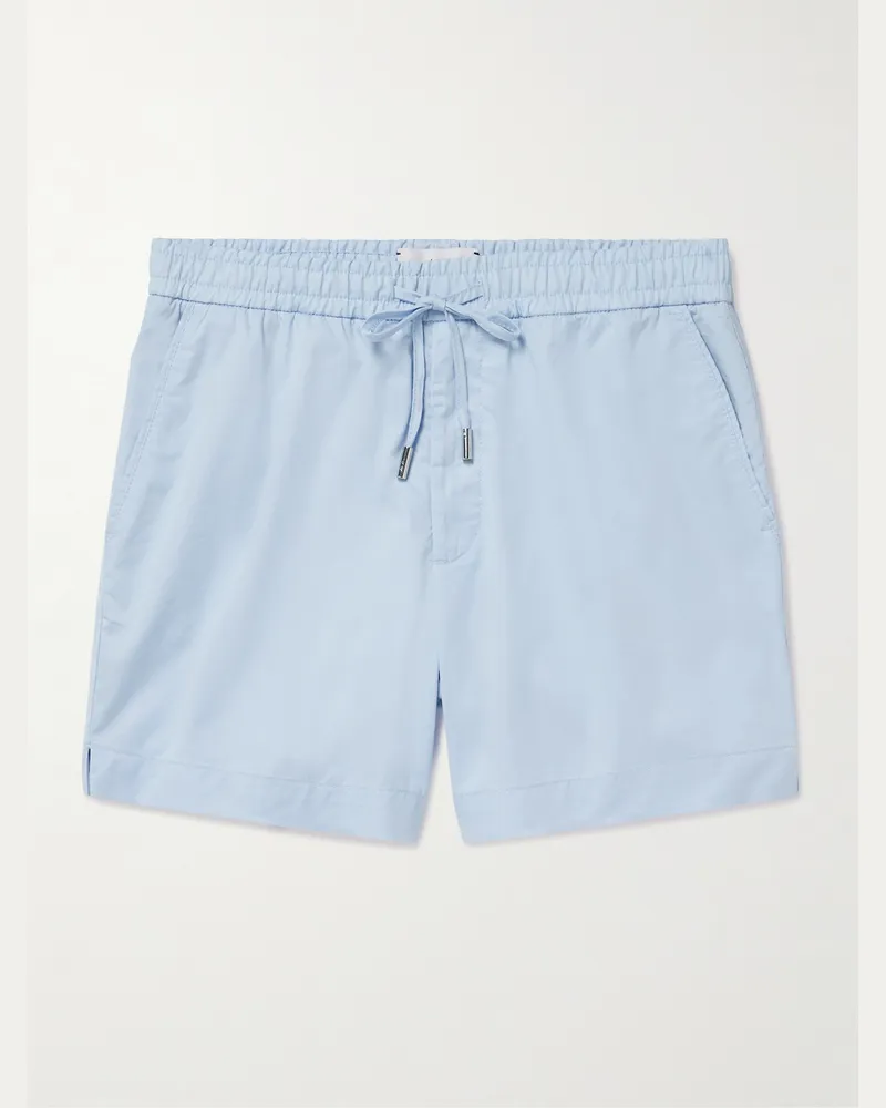 MR P. Straight-Leg Organic Cotton-Poplin Drawstring Shorts Blue