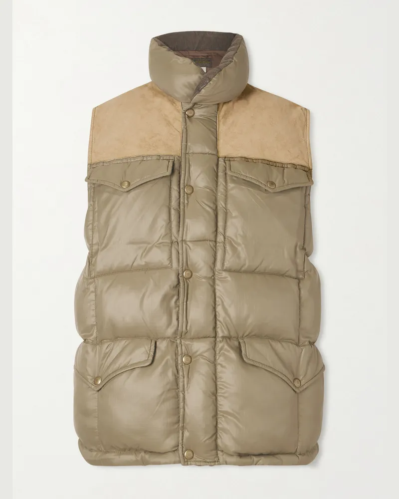 RRL Suede-Trimmed Shell Gilet Green