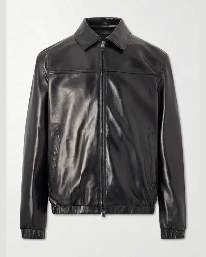 Canali Leather jacket Black
