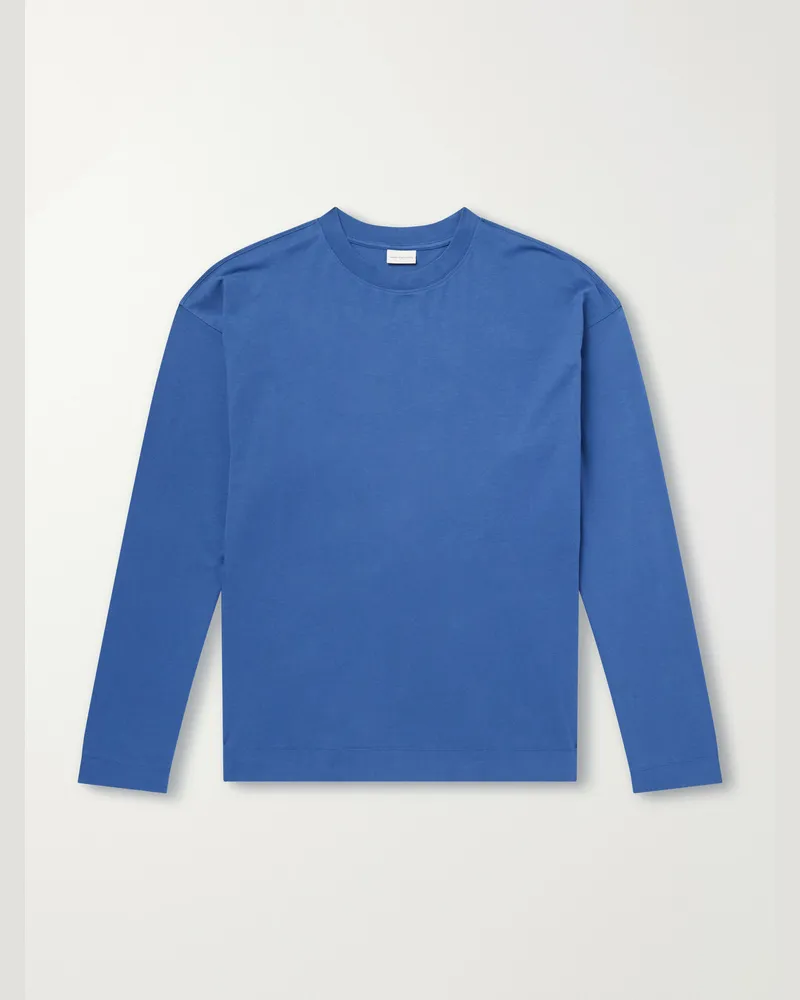 Dries van Noten Hegland Cotton-Jersey T-Shirt Blue
