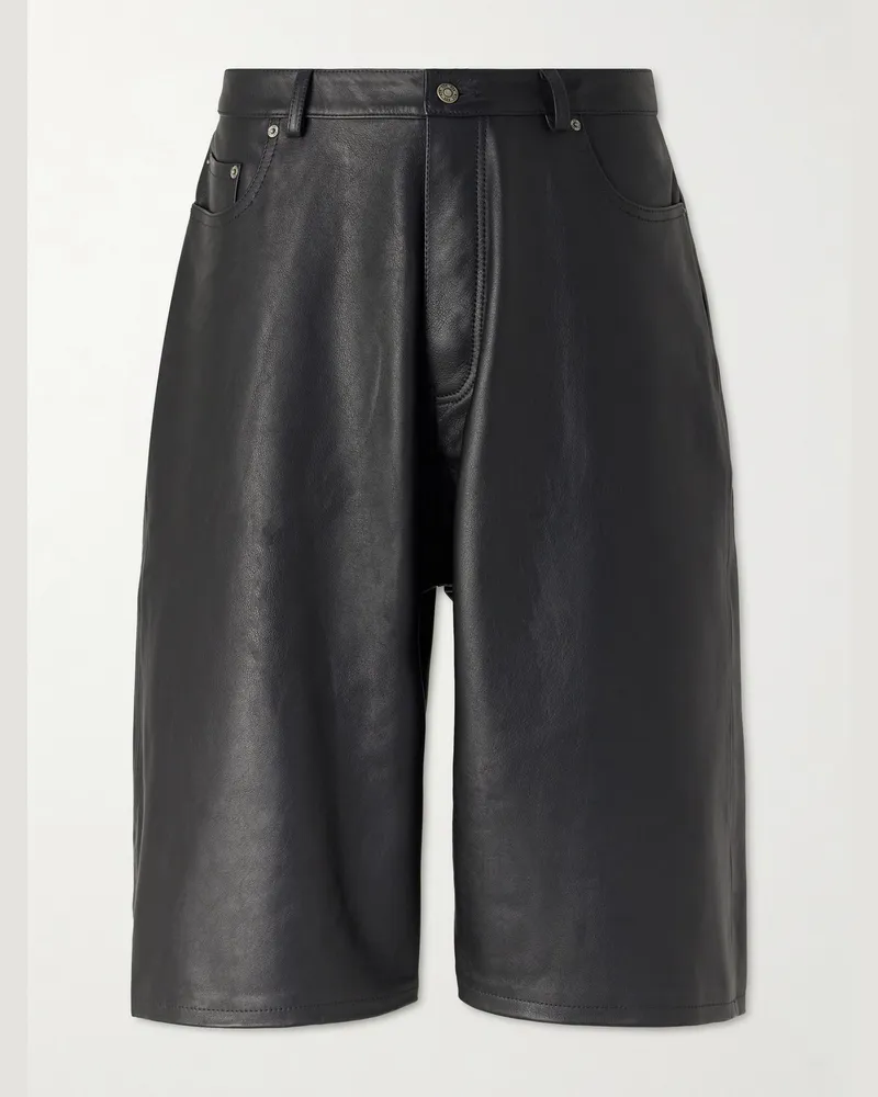 FourTwoFour on Fairfax Straight-Leg Leather Shorts Black