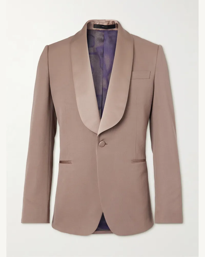 Paul Smith Smokingjacke aus Woll-Twill mit Satinbesatz Neutral