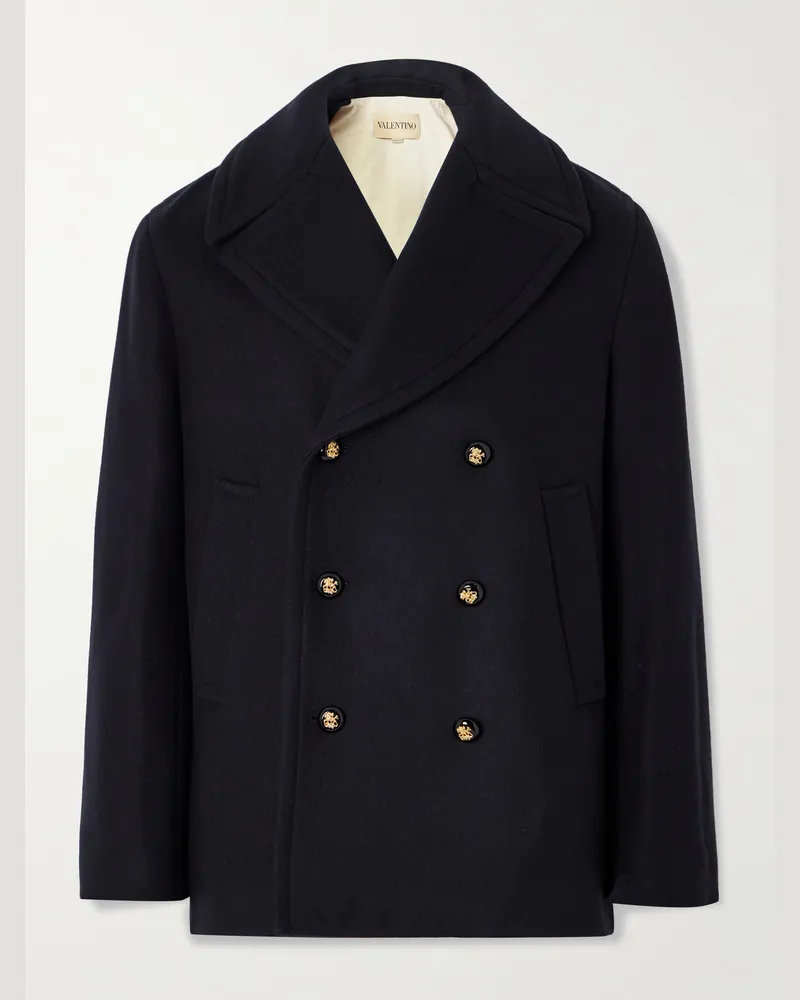 Valentino Garavani Doppelreihiger Peacoat aus Wolle Blau