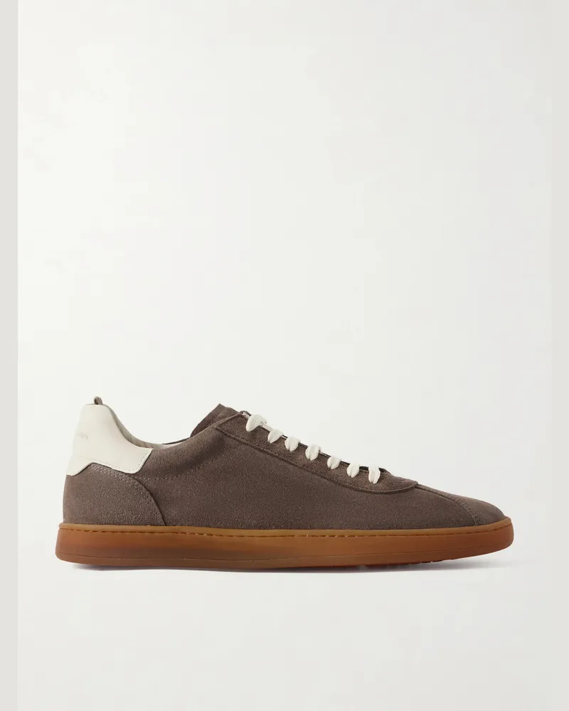 Officine Creative Italia Halo 001 Leather-Trimmed Suede Sneakers Brown