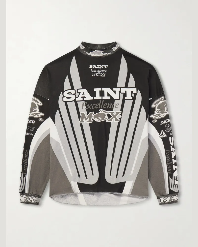 SAINT MXXXXXX Printed Cotton-Jersey Sweater Black