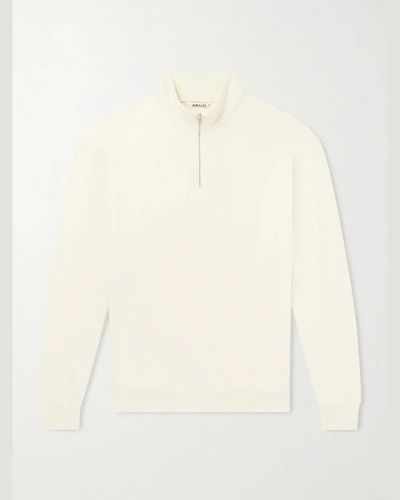 AURALEE Cotton Half-Zip Sweatshirt Neutrals