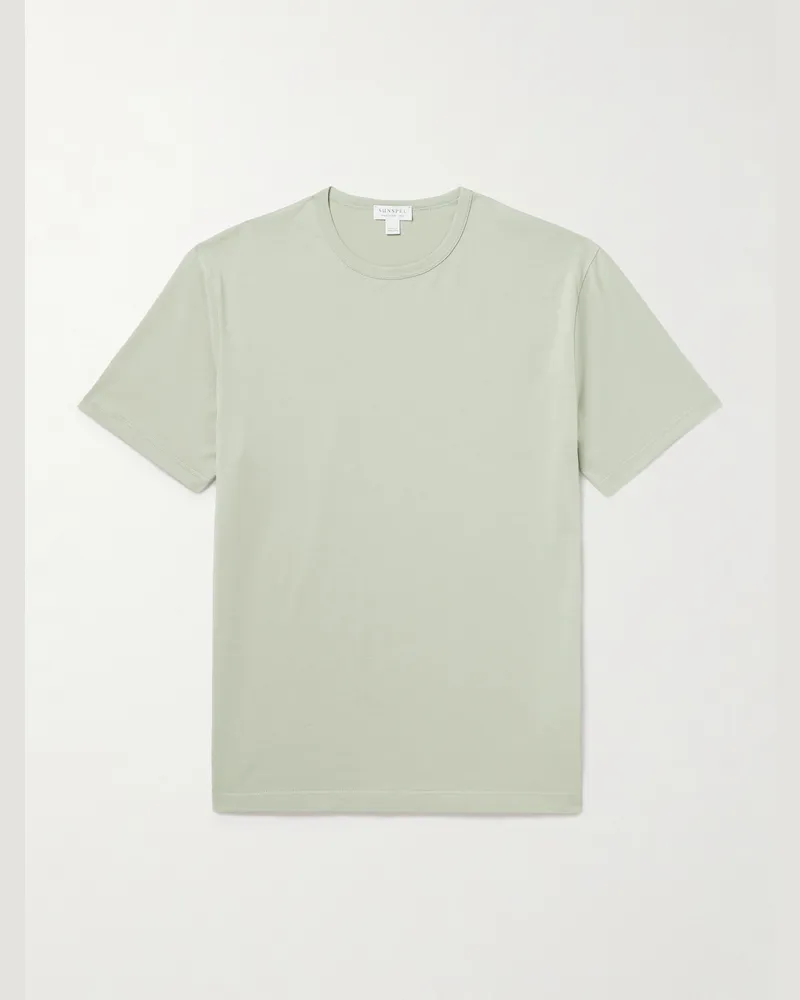 Sunspel Schmal geschnittenes T-Shirt aus Baumwoll-Jersey Grün