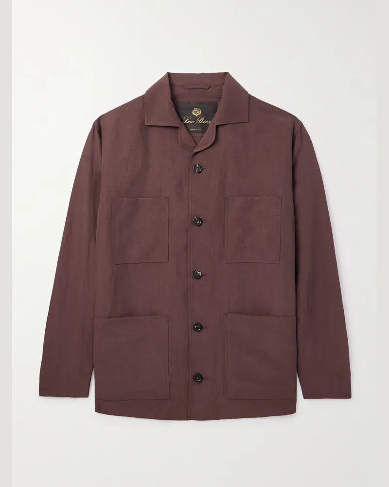 Loro Piana Joele Hemdjacke aus einer Leinen-Seidenmischung Braun