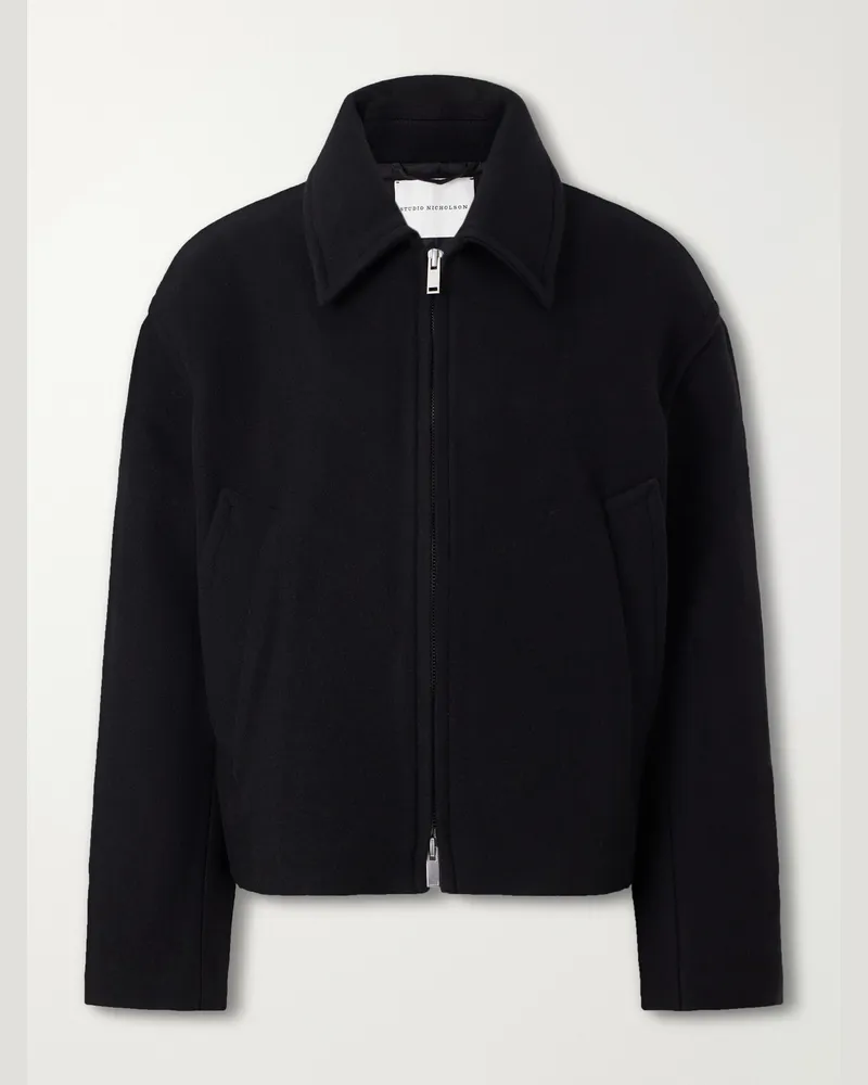 Studio Nicholson Wool and Cashmere-Blend Zip-Up Blouson Jacket Black