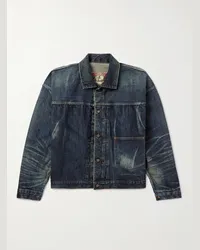 SAINT MXXXXXX Jeansjacke mit Falten in Distressed-Optik Blau