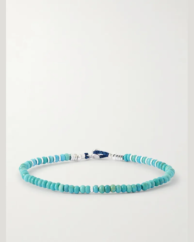 Mikia Circle4 Sterling Silver and Turquoise Beaded Bracelet Blue