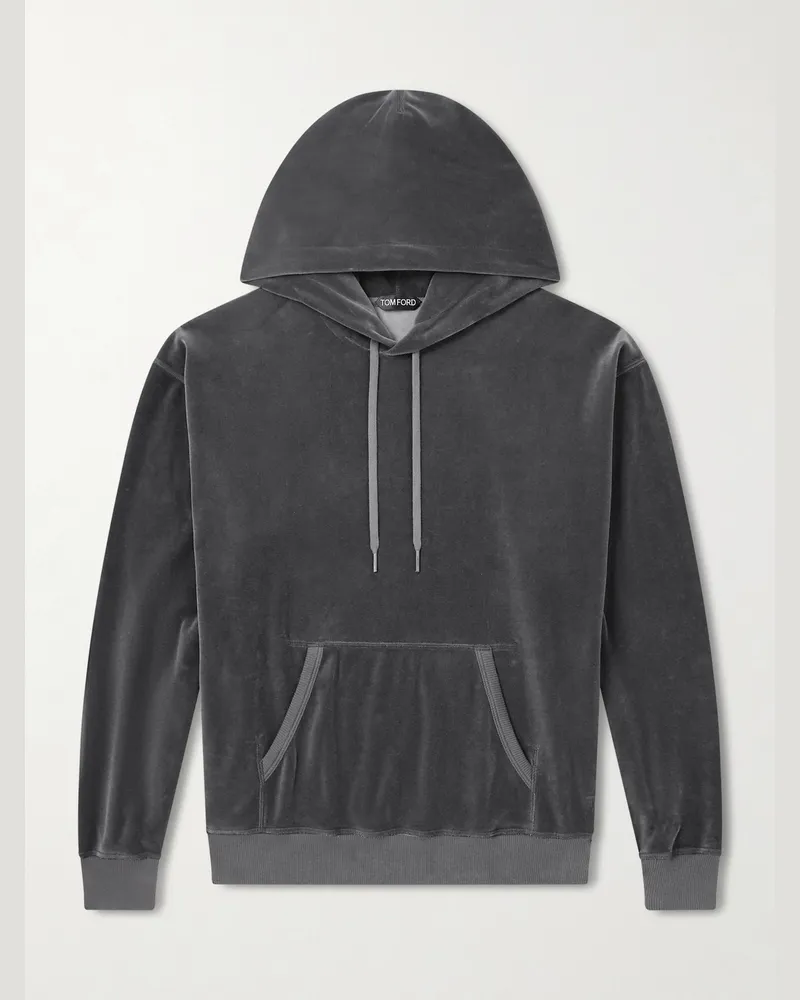 Tom Ford Hoodie aus Velours aus einer Baumwollmischung Grau