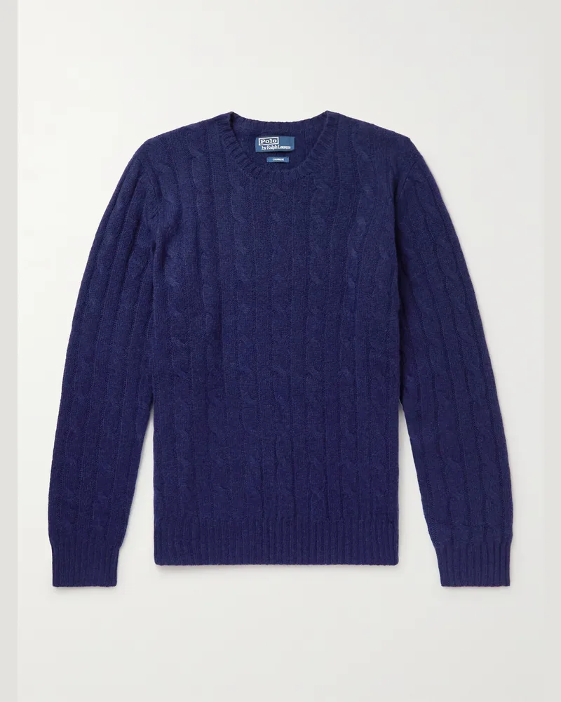 Ralph Lauren Cable-Knit Cashmere Sweater Blue