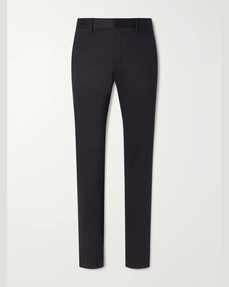 Ermenegildo Zegna Straight-Leg Stretch Cotton-Twill Trousers Black