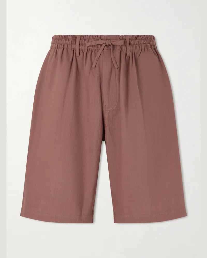 KARDO Milo Straight-Leg Cotton Drawstring Shorts Brown