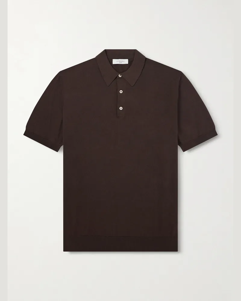 Boglioli Slim-Fit Garment-Dyed Cotton Polo Shirt Brown