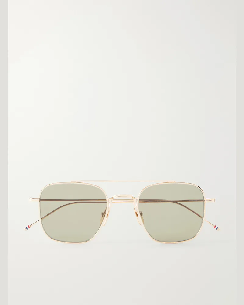 Thom Browne Aviator-Style Titanium Sunglasses Gold