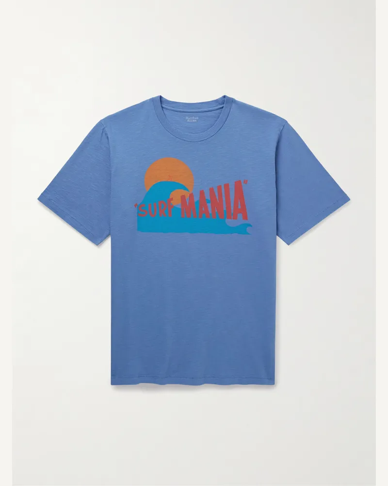 Hartford Surf Mania T-Shirt aus Baumwoll-Jersey mit Print in Stückfärbung Blau