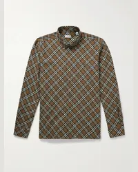 Burberry Hemd aus kariertem Baumwollflanell mit Button-Down-Kragen und Logostickerei Neutral