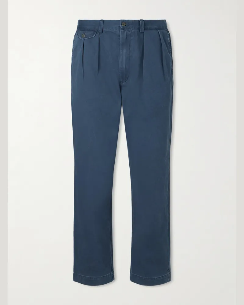 Ralph Lauren Straight-Leg Cotton-Twill Trousers Blue