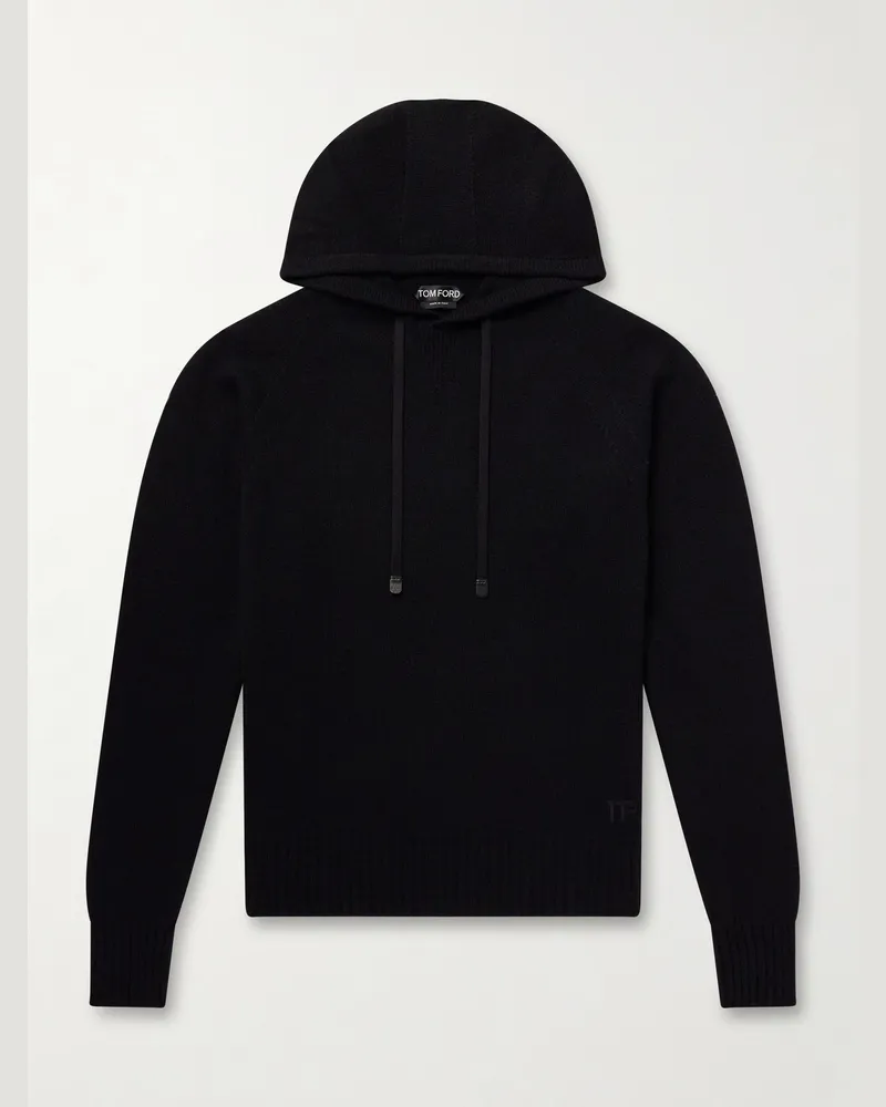 Tom Ford Logo-Embroidered Cashmere Hoodie Black