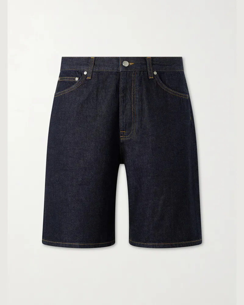 NN 07 Otis Straight-Leg Organic Denim Shorts Blue