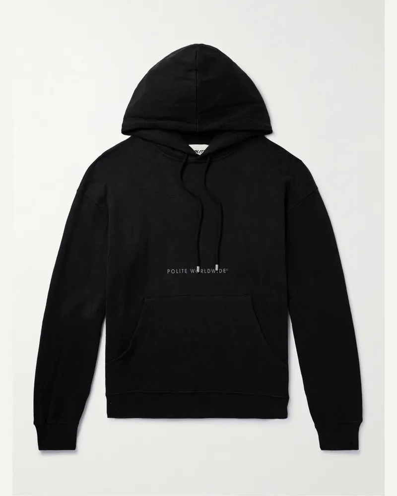 POLITE WORLDWIDE Hoodie aus Jersey aus einer Hanf-Baumwollmischung mit Logoprint Schwarz