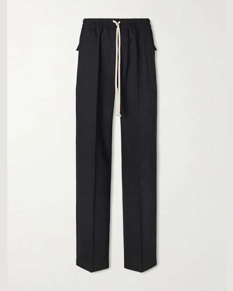 Rick Owens Dietrich Straight-Leg Wool Drawstring Trousers Black