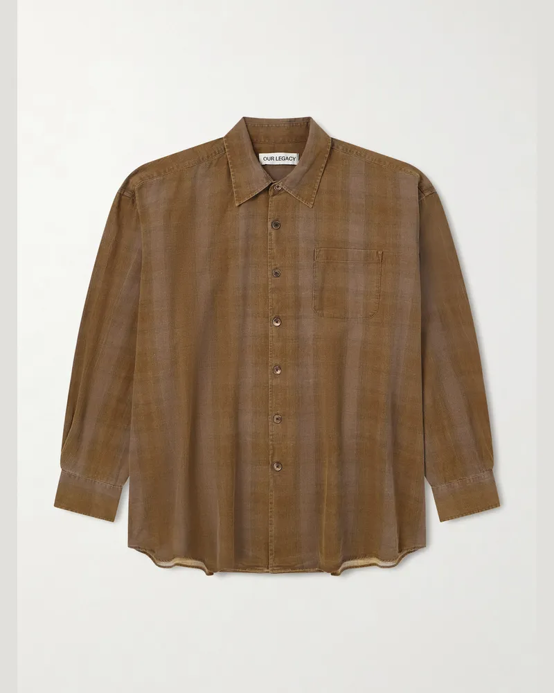 Our Legacy Borrowed Hemd aus kariertem Baumwollflanell Braun