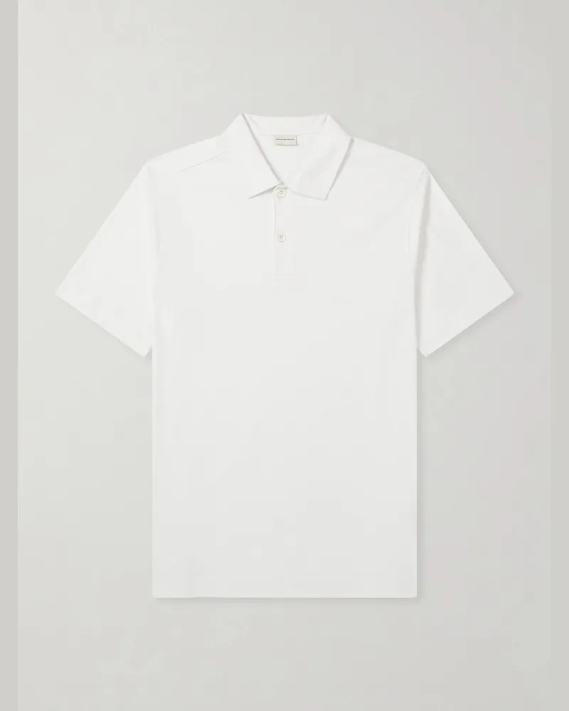 Dries van Noten Polohemd aus Baumwoll-Jersey Weiß