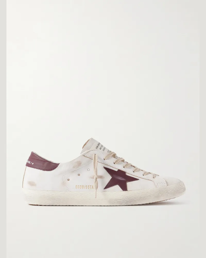 Golden Goose Super-Star Sneakers aus Leder in Distressed-Optik Weiß