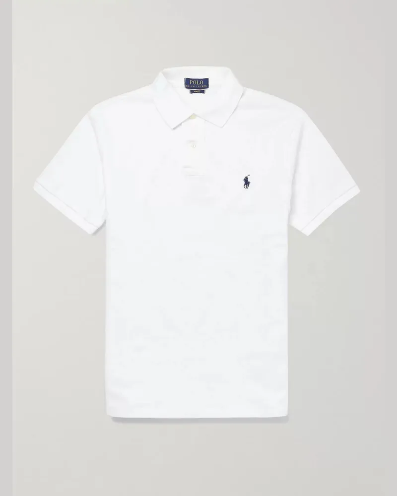Ralph Lauren Schmal geschnittenes Polohemd aus Baumwoll-Piqué Weiß