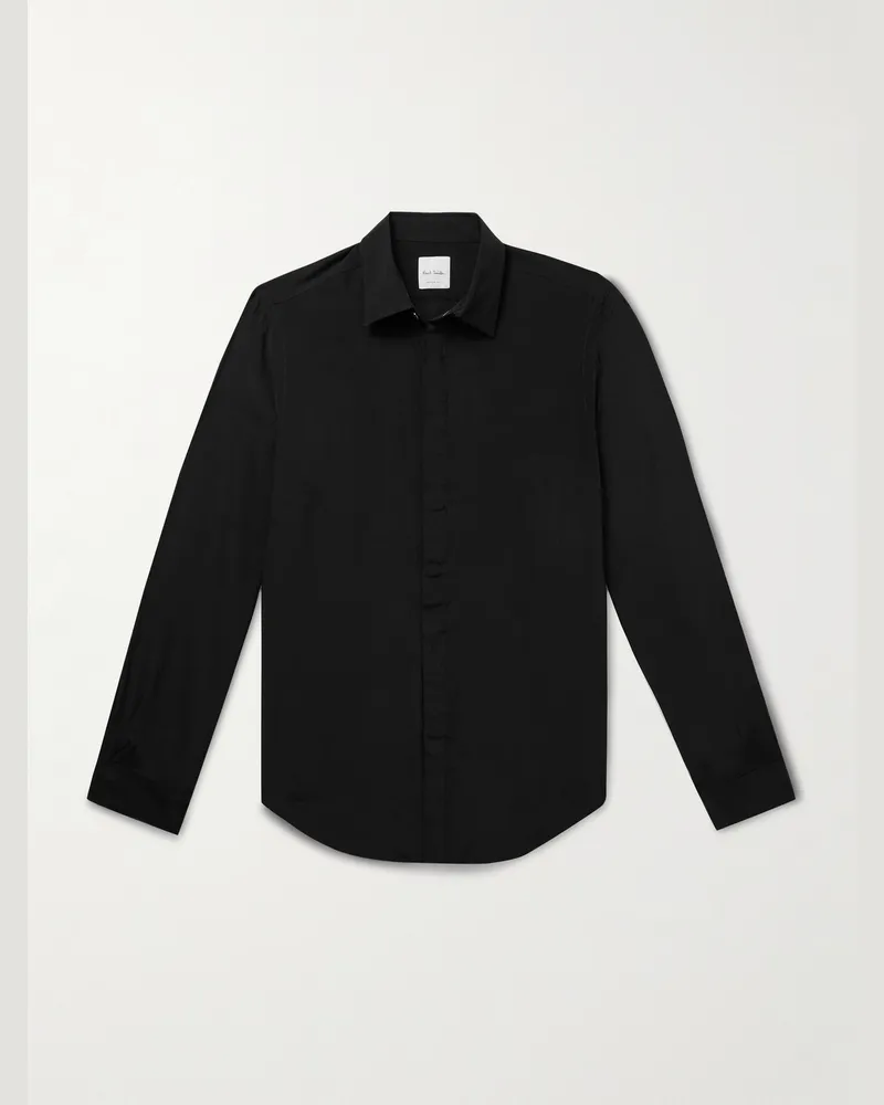 Paul Smith Schmal geschnittenes Hemd aus Webstoff Schwarz