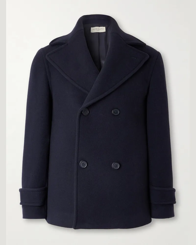 Officine Generale Pat doppelreihiger Peacoat aus einer Wollmischung Blau