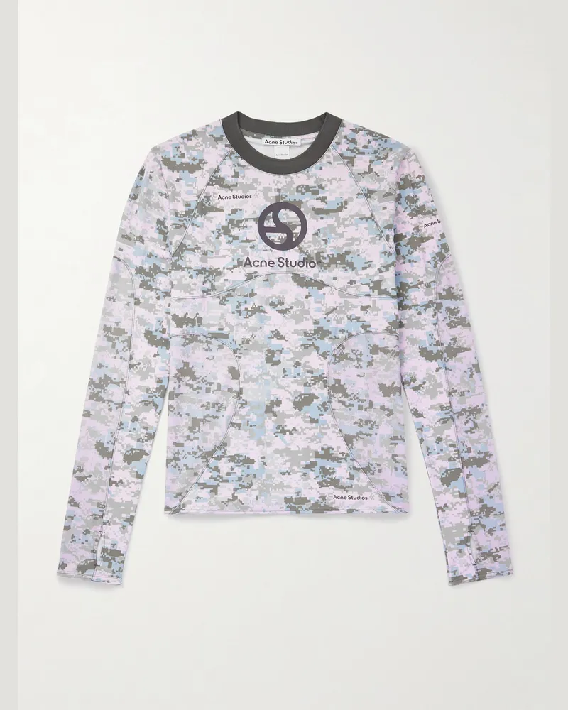 Acne Studios Elway Oberteil aus Jersey mit Camouflage-Print Grün