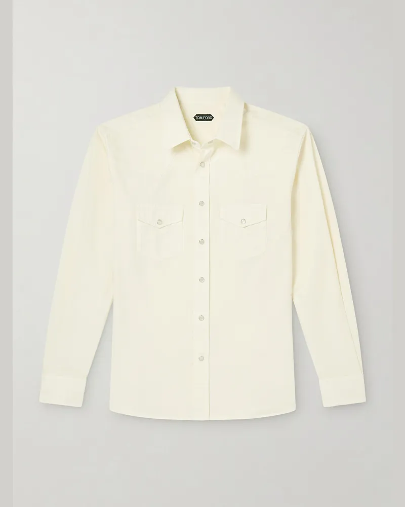 Tom Ford Garment-Dyed Denim Shirt Yellow