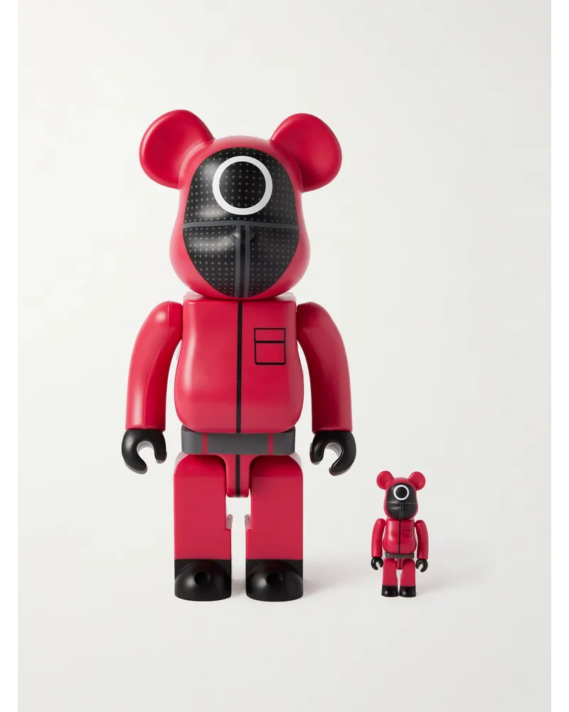 BE@RBRICK Squid Game Set aus 100% und 400% Dekofiguren aus bedrucktem PVC Rot