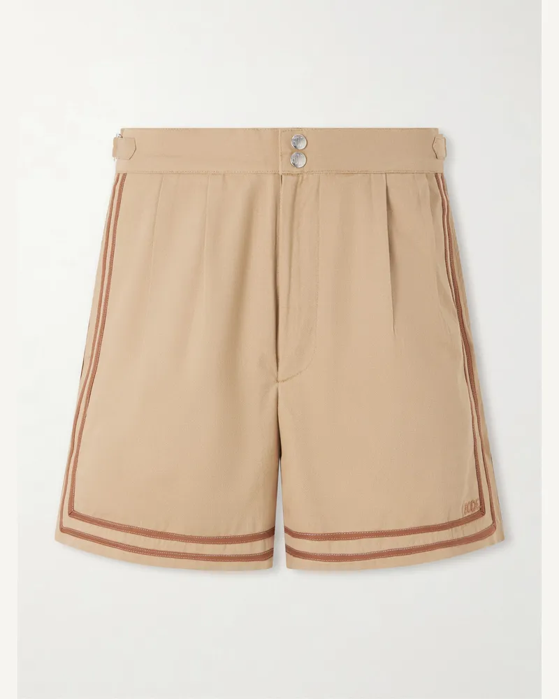 BODE Gerade geschnittene Shorts aus Baumwoll-Twill mit Falten Neutral